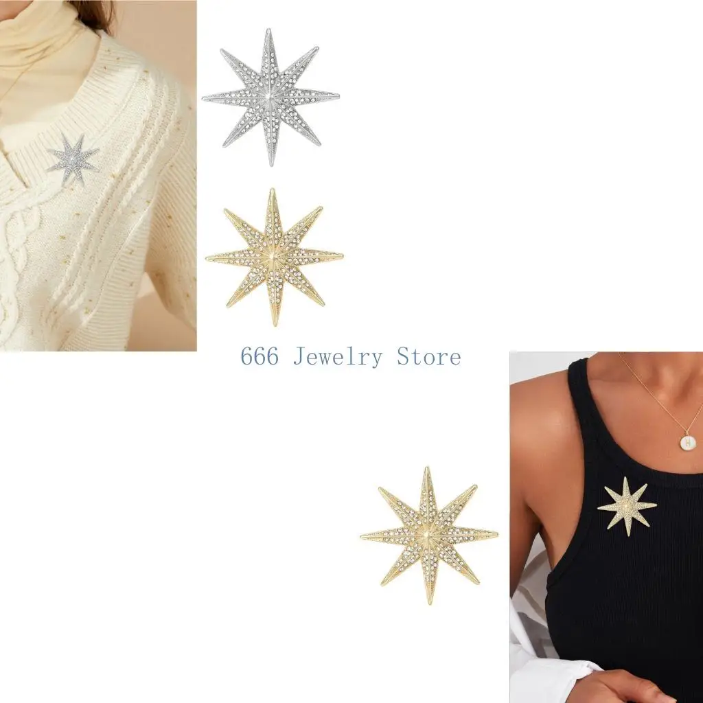 F2TD Secure Locking Star Badge Pin Brooch Featuring Security Clasp Alloy Safe