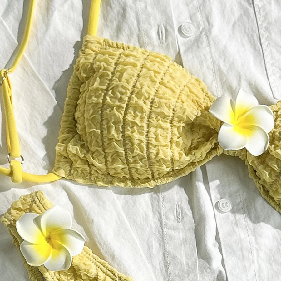 الفقرة برايا ثلاثية الأبعاد زهرة بيكيني 2025 رفع النساء ملابس السباحة موضة مجموعة البكيني ملابس سباحة من قطعتين صيف جديد بحر سيدة ثوب السباحة #3