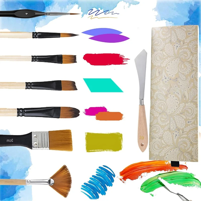 Paint Brushes Set Of 33 Pieces Wooden Handles Brushes Nylon Bristles With Gift Box Packaging,For Oil,Watercolor Painting