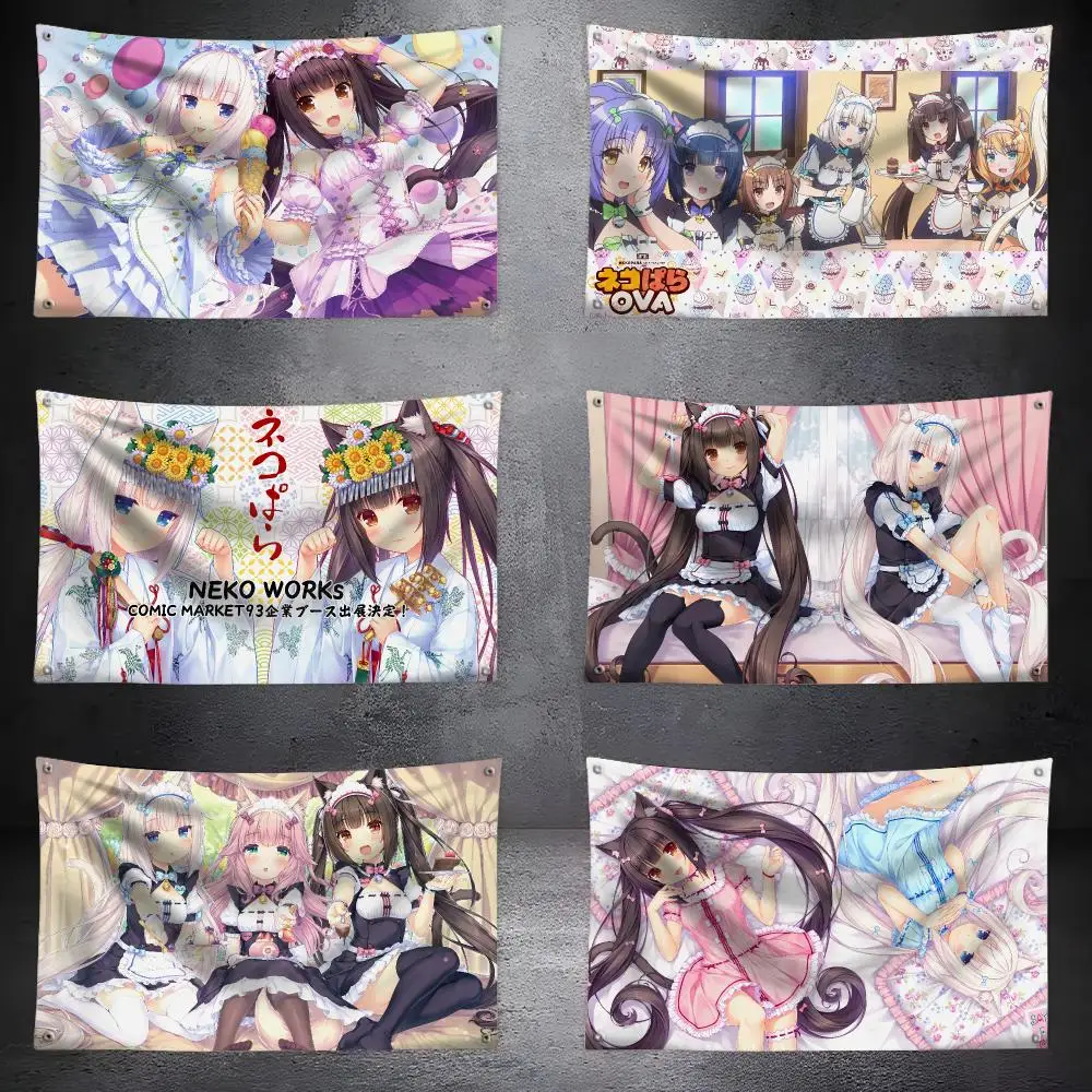 Cartoon N-Nekopara Cute Flags Custom Camping Outdoor Garden Room Bedroom Decor Party Backdrops Wall Art Family Gifts