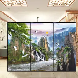 PVC Window Privacy Film Landscape Pattern Frosted Glass Door Film Non-Glue Electrostatic Sun Blocking Windows Decoration Film