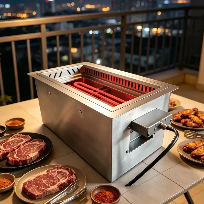 Wholesale Supplier rust Smokeless Japanese Style square Electric Furnace for BBQ Restaurants