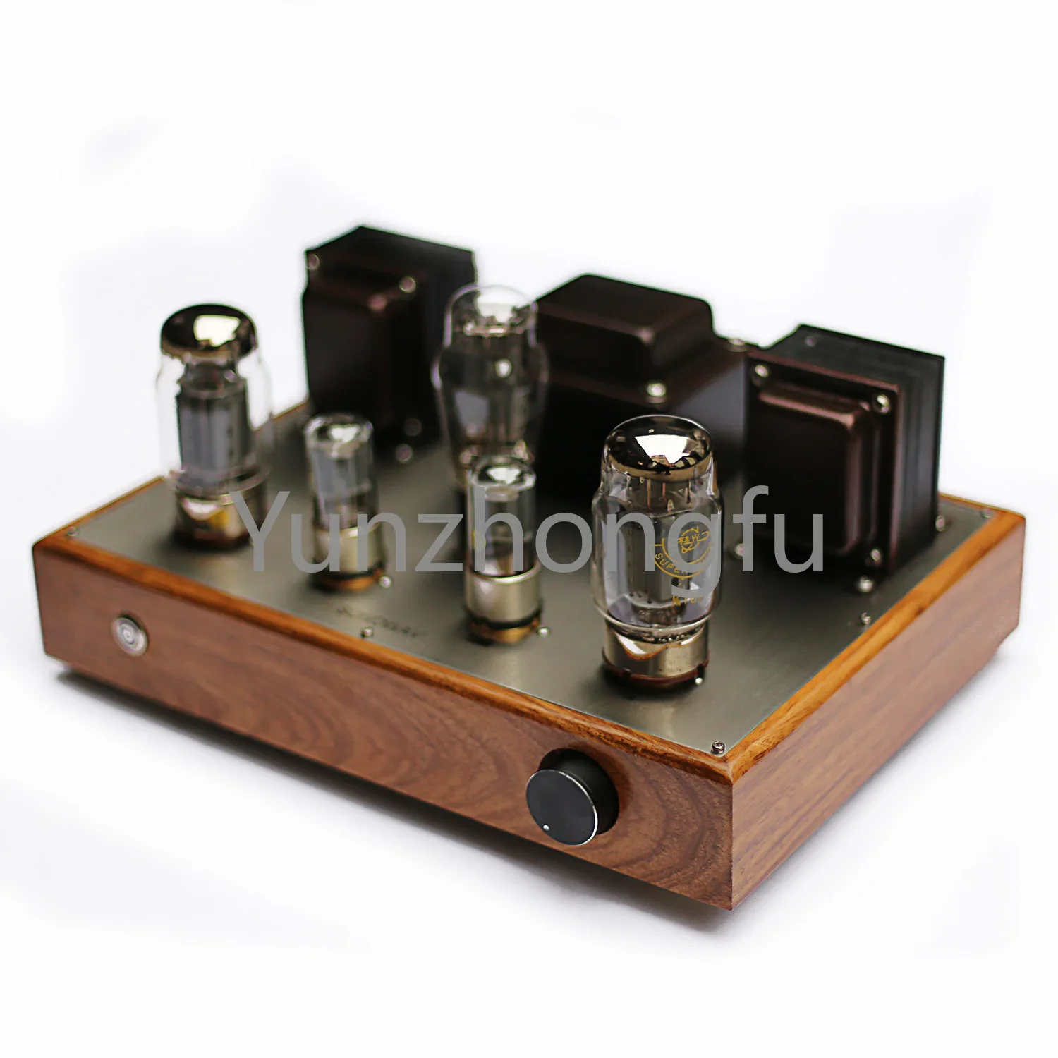 

Wood case with wide sound range and rich layers Latest 6N8P pushes KT88 single-ended tube amplifier 10WX2 red sandalwood solid