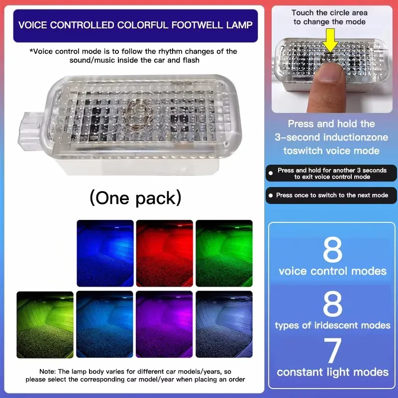 For Volkswagen VW Transporter Phaeton Eos Scirocco III Car Footwell Light Touch LED Kit Ambient Atmosphere Neon Lamp Accessories