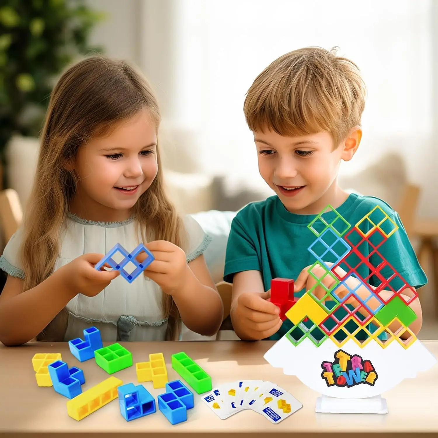 50 Pcs Board Games for Kids & Adults Tetra Tower Balance Stacking Toys Perfect for Family Games, Parties, Travel