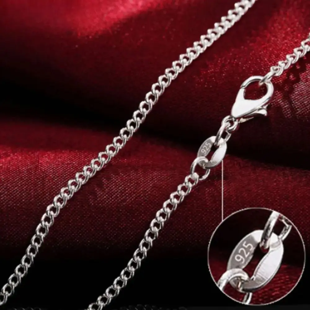 40-75cm 925 Sterling Silver Necklace 2MM String chain wedding for Women Men high quality Jewelrys Gifts