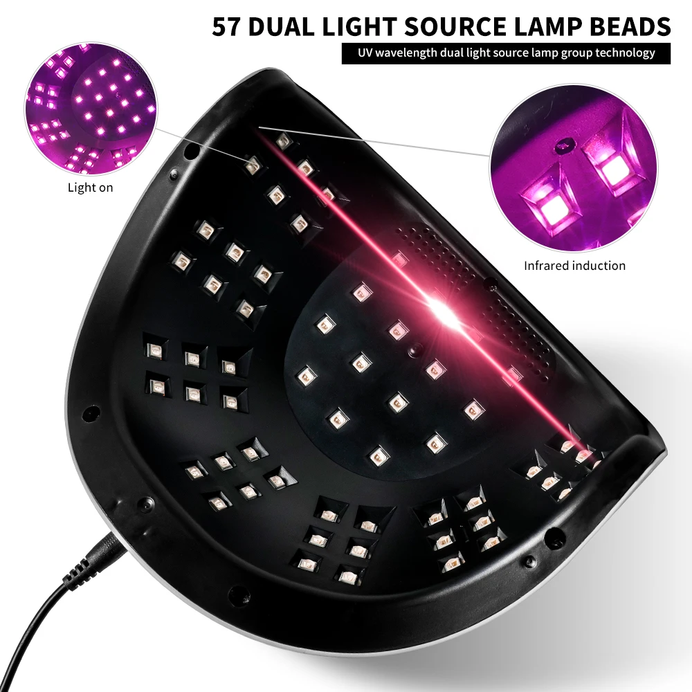 UV 네일 램프 LCD 대형 스크린 네일 드라이어, 자동 센서 포함, 57 LED, 모든 젤 건조 네일 광택제 도구 경화에 적합