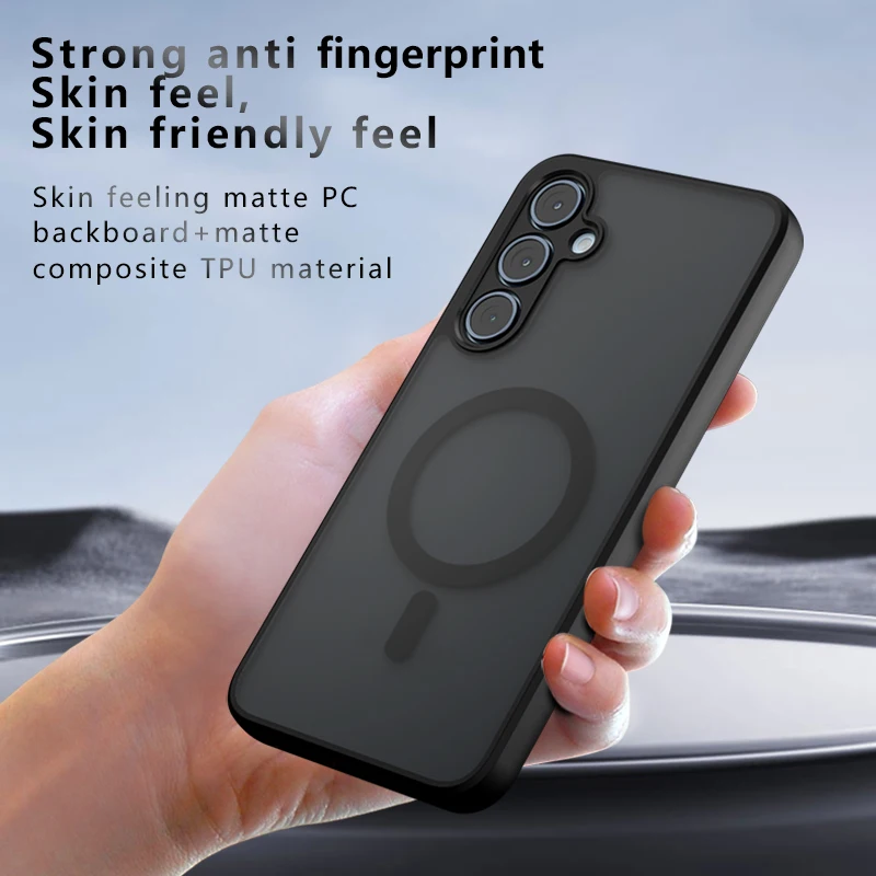 For Magsafe Magnetic Wireless Charging Case For Samsung Galaxy A55 5G Clear Shockproof Matte Back Cover Coque