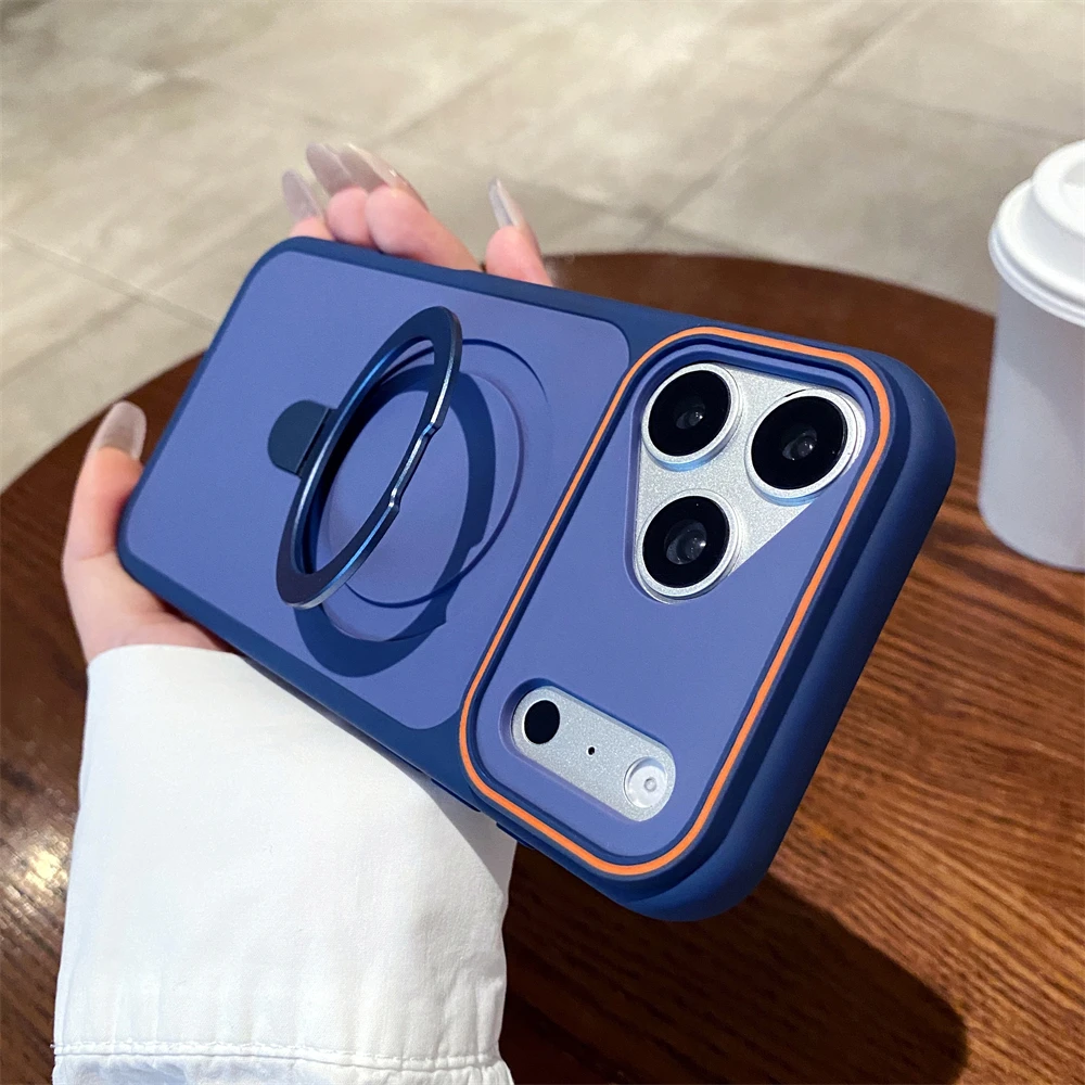 Ultradünne Hit-Color MagSafe-Handyhülle mit Ständer für iPhone 18 17 16 15 14 13 12 Pro Max, magnetische kabellose Ladehülle – Detail 4