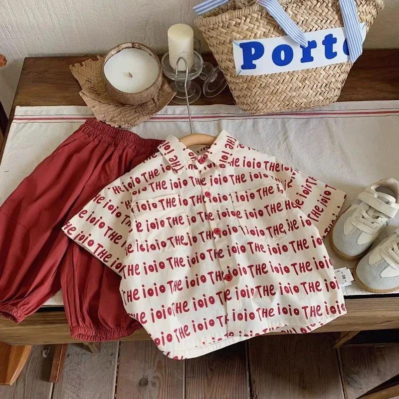 Boys Girls Kids Summer Shirt Children's Alphabet Print Casual Short Sleeve Top 2026 New Fashion Tee for Baby Toddler​