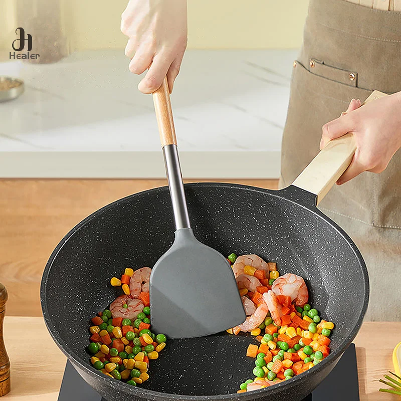 Silicone Cooking Utensil Set Heat Resistant Non Stick Cookware Spatula Shovel Kitchenware Measuring Spoons Baking Tool Set