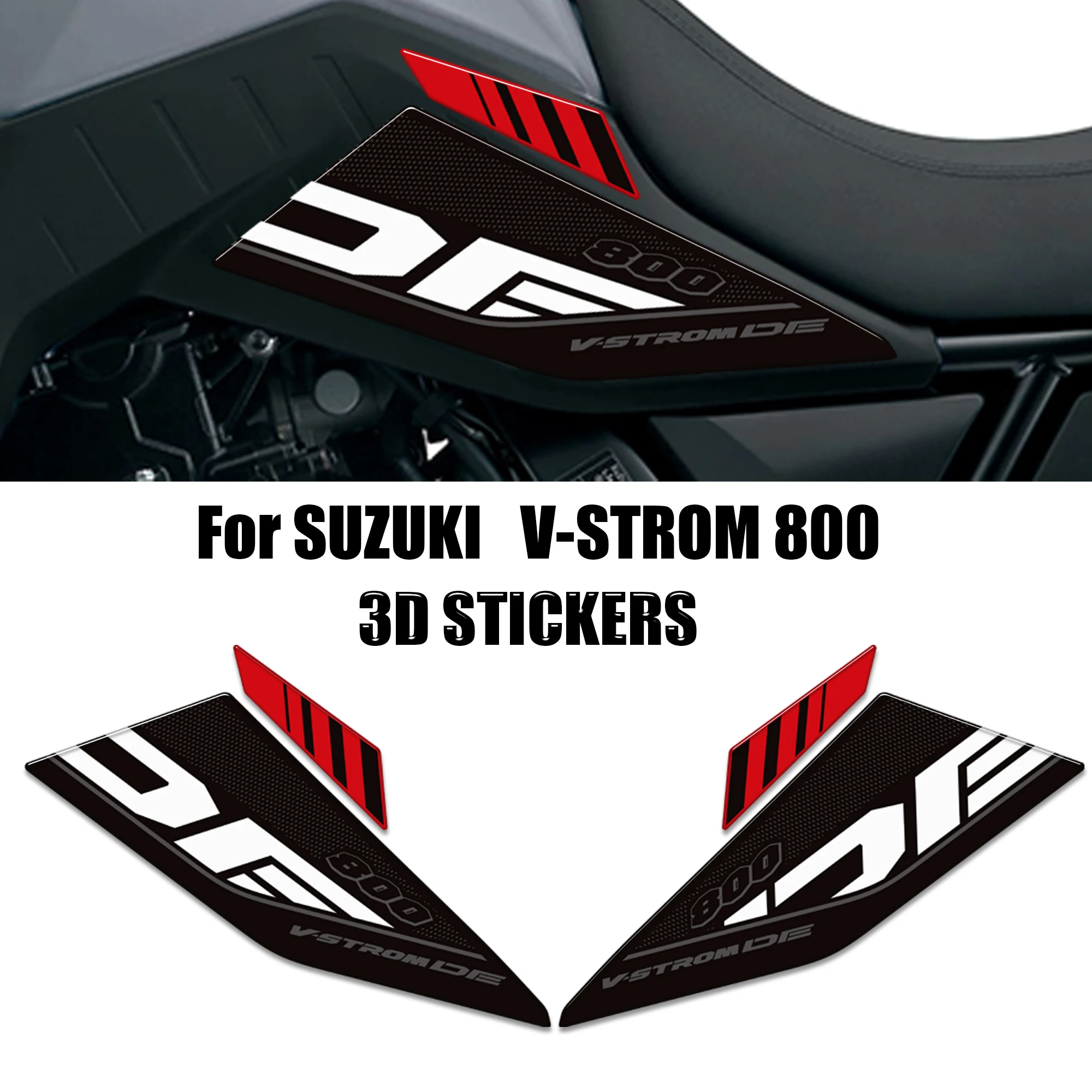 

Compatible with Suzuki VSTROM 800 DE Tank Pad Gas Fuel Oil Knee 3D Stickers Decals Adhesive Adventure Protector 2023-2025