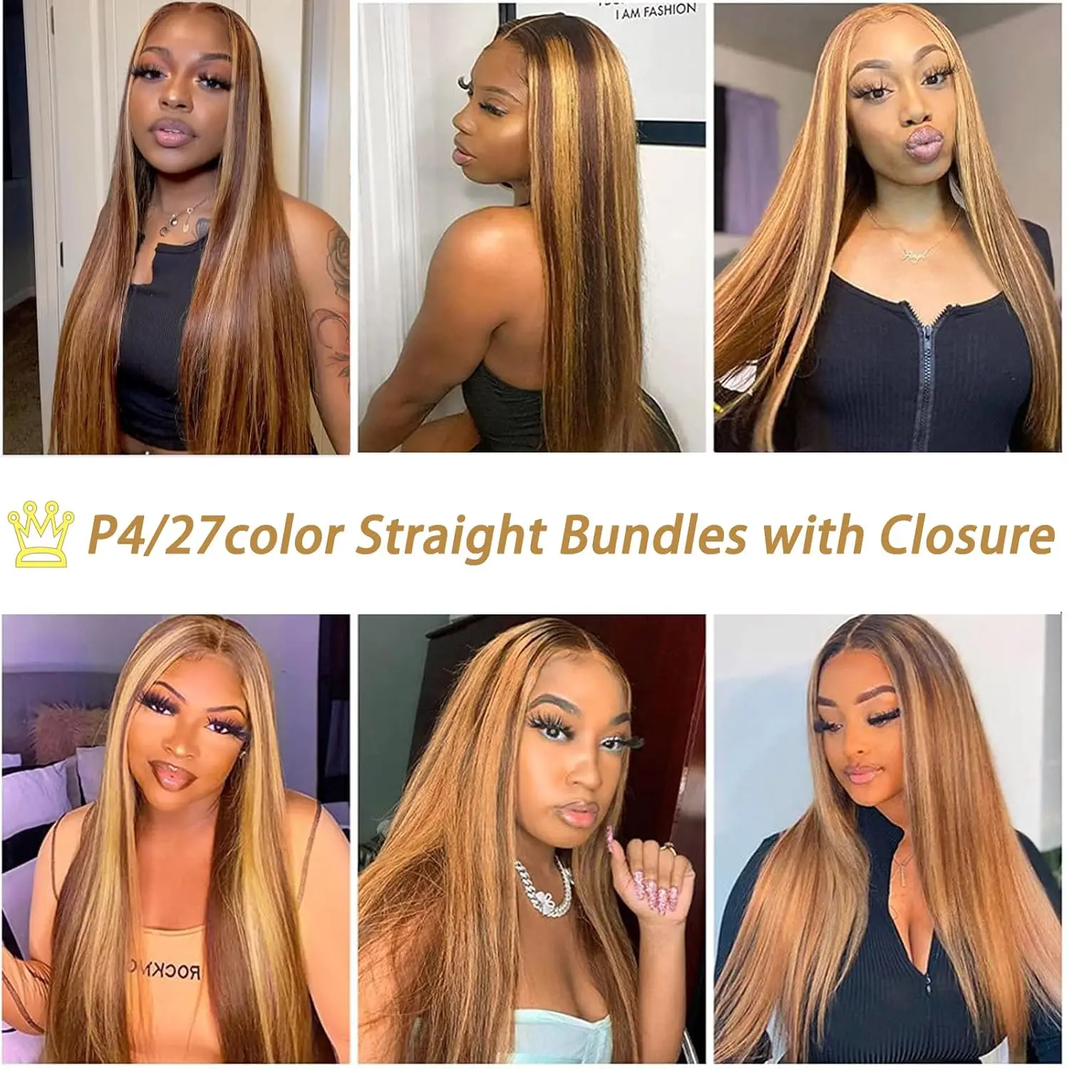 Прямые пучки человеческих волос 24, 26, 28 дюймов, 10 А, шоколадно-медовый блонд, мелирование P4/27, необработанные необработанные волосы для женщин