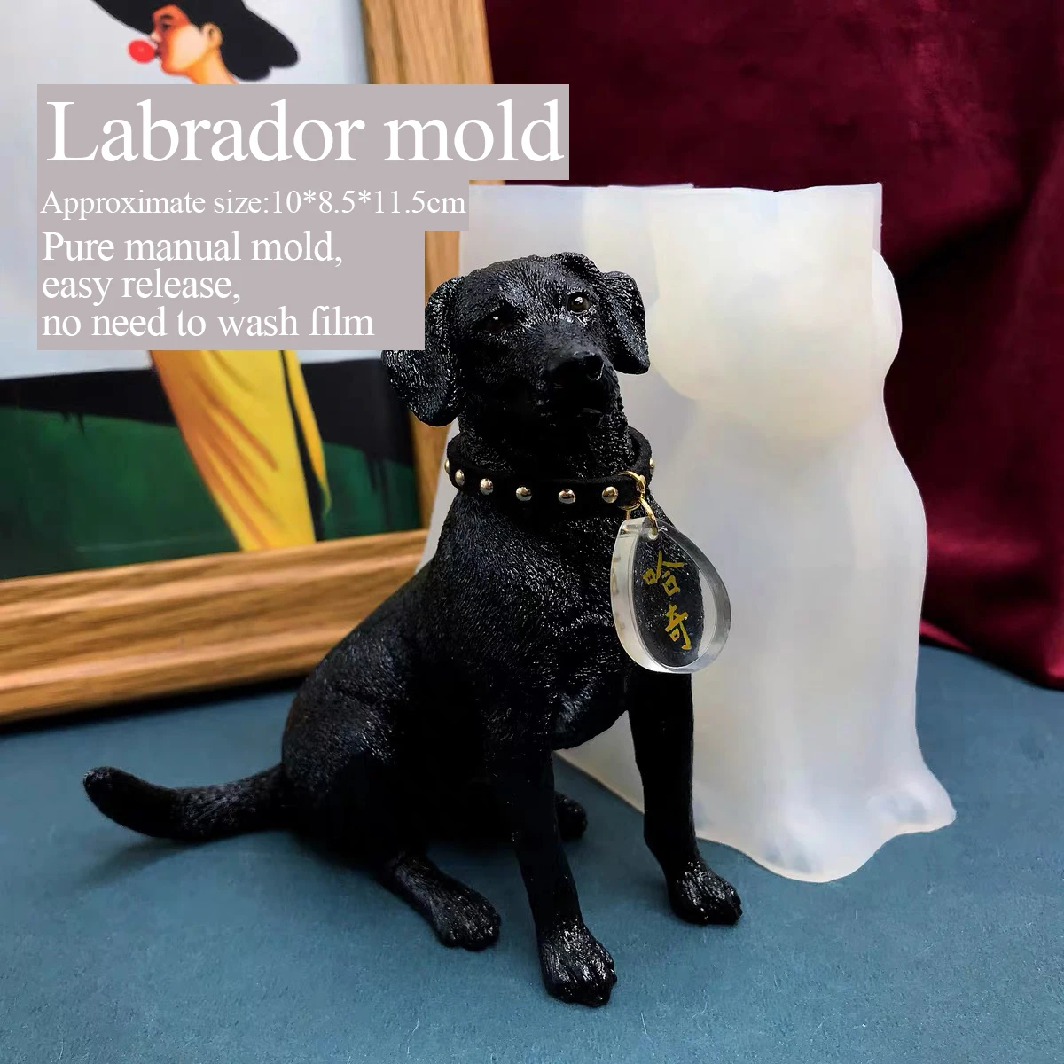 Labrador Silicone Mould, Drop Glue, Aromatherapy Plaster, DIY Cute Labrador, Stereo Film