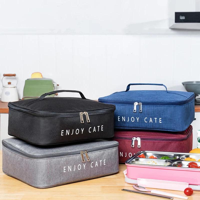 New Handheld Portable Lunch Bag Household Square Cooler Bag Large Capacity Waterproof Oxford Cloth Student Picnic Lunch Bag