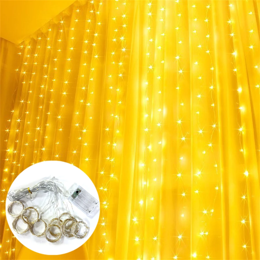 

Bedroom 8 Lighting Modes Fairy Garland Lamp Curtain Battery Powered Party Wedding Christmas Decoration LED String Light for Home