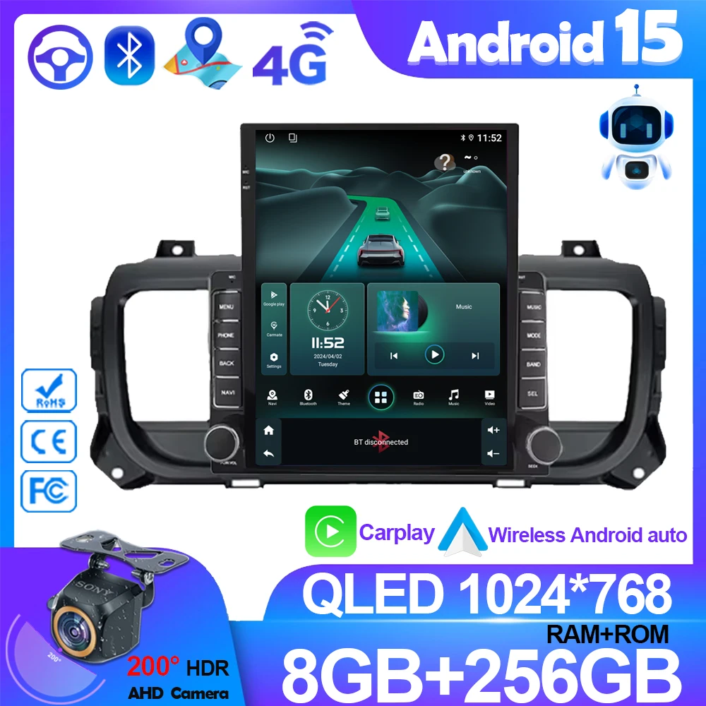

Car Video For Citroen Jumpy 3 SpaceTourer For Peugeot Expert 3 For Toyota Proace 2016 - 2021 Android GPS Navigation Multimedia