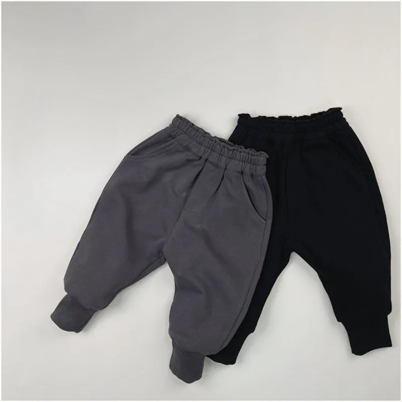 

2025 Spring New Children Loose Sports Trousers Cotton Boys Girls Solid Casual Pants Kids Versatile Sweatpants Toddler Clothes