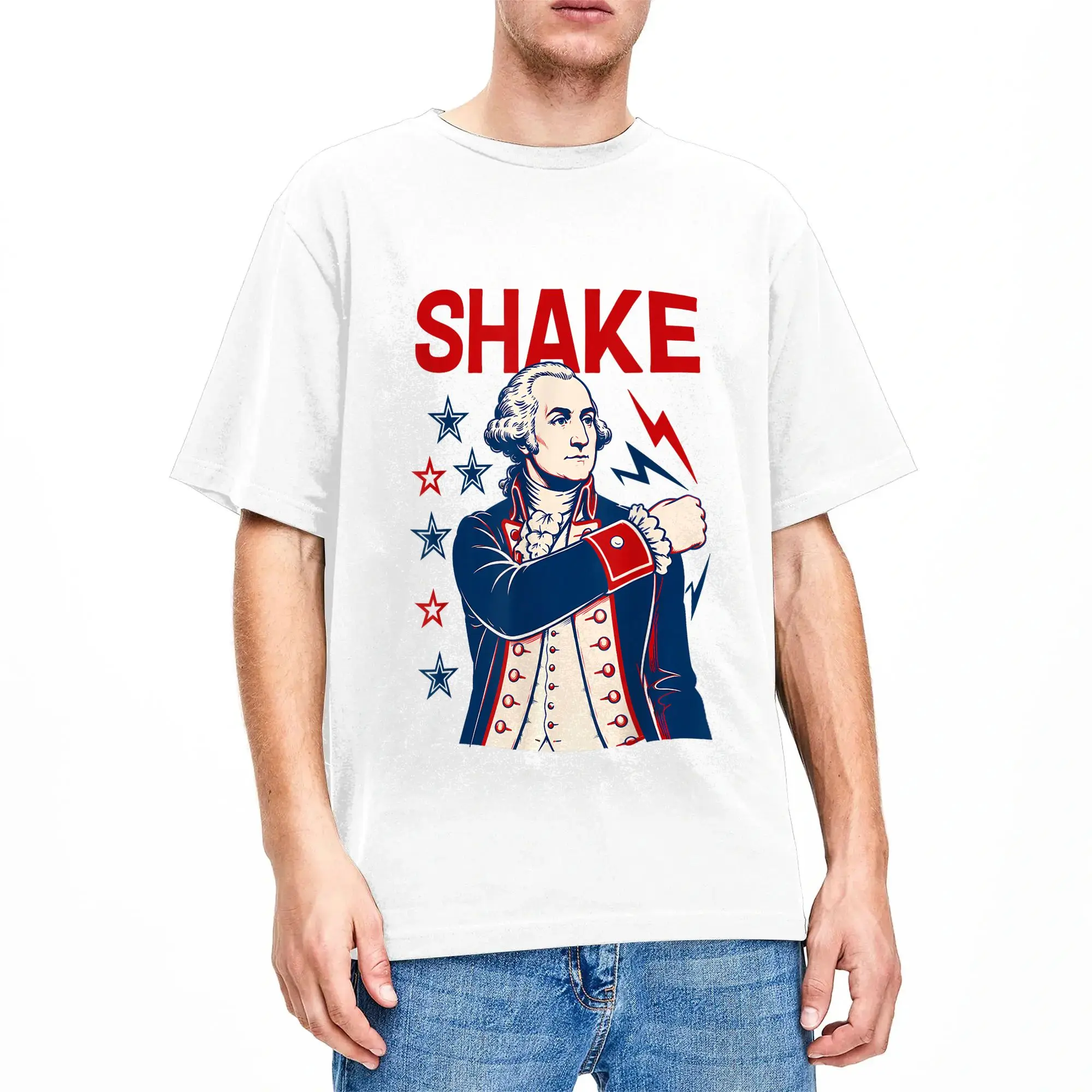 Vintage Funny Shake and Bake 4th of July T-Shirt for Men Crew Neck 100% Cotton T Shirt  Short Sleeve Tees Birthday Gift Clothing