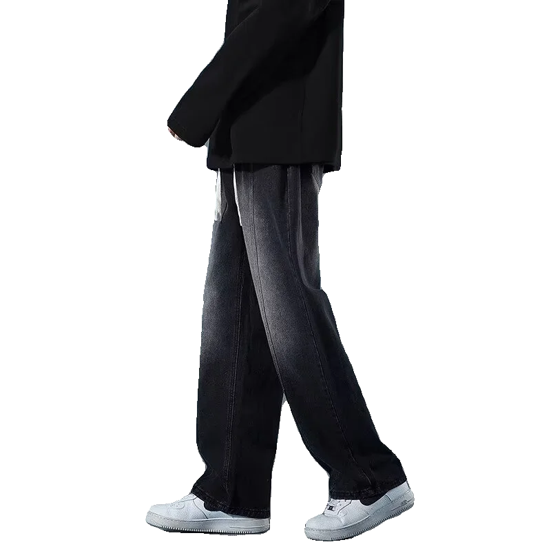 فضفاض الأمريكية Sle الرجال الجينز الرجعية Waed الطابق طول Faionable Bla السراويل الطويلة الخريف حجم كبير 300 Pou #5