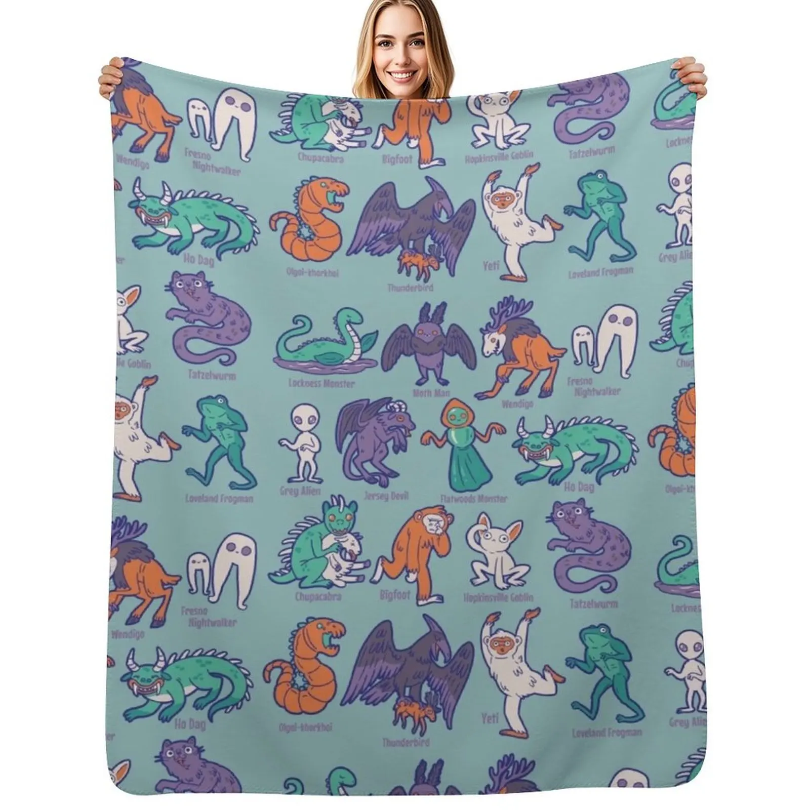 Cryptid Creatures - Mythology Throw Blanket Cozy Home Blanket Gift for Christmas Holiday