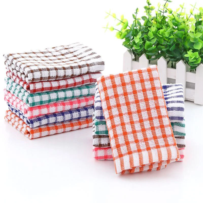 Kitchen Towel Tea Towel Dish Cloth Absorbent Cotton Jacquard Plaid Towel