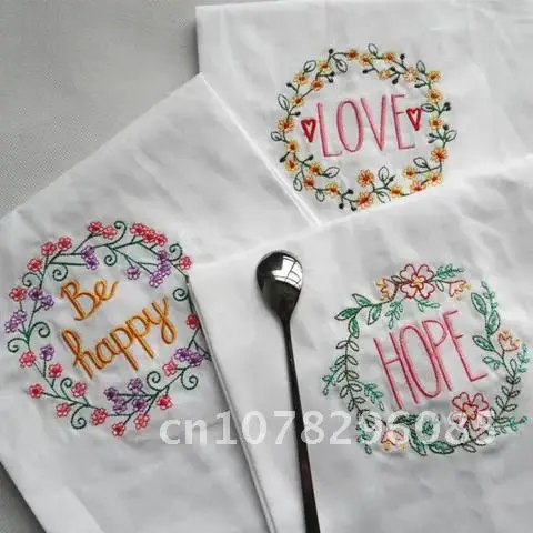 1pcs Cotton Tea Towel Embroidered Kitchen Towels Multi Purpose Dining Table Mat for Party Decorate Wedding Cloth Napkins