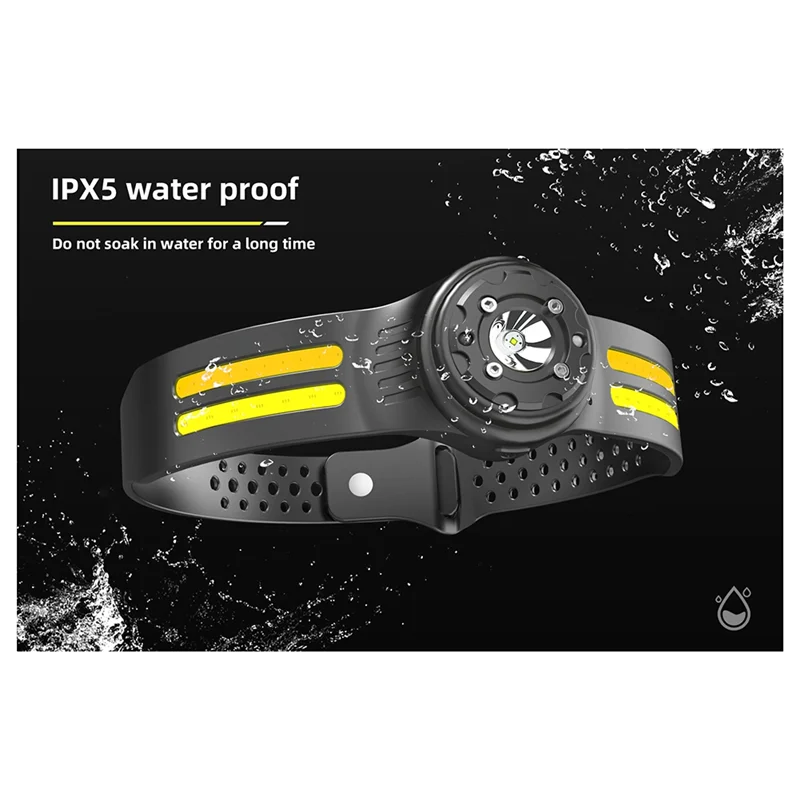 ABNL Wave Sensor COB Head Light Black Outdoor Multi-Functional Night Running And Cycling Silicone Running Head Light