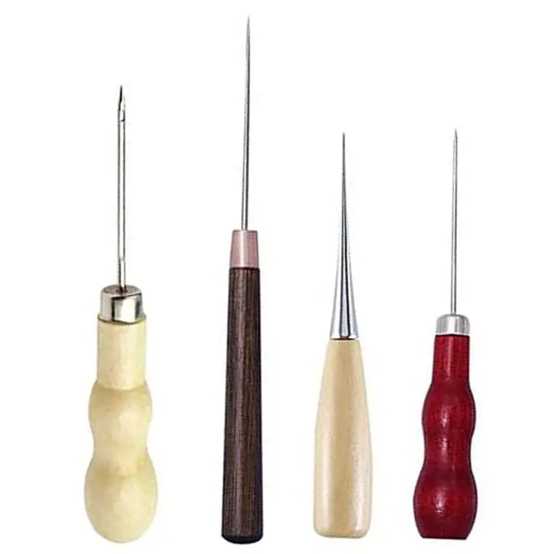

A24F-4Pcs Woodworking Awl Set - Stainless Steel, 4 Count, Medium Grit, Comfortable Punching & Drilling For Leather & Wood