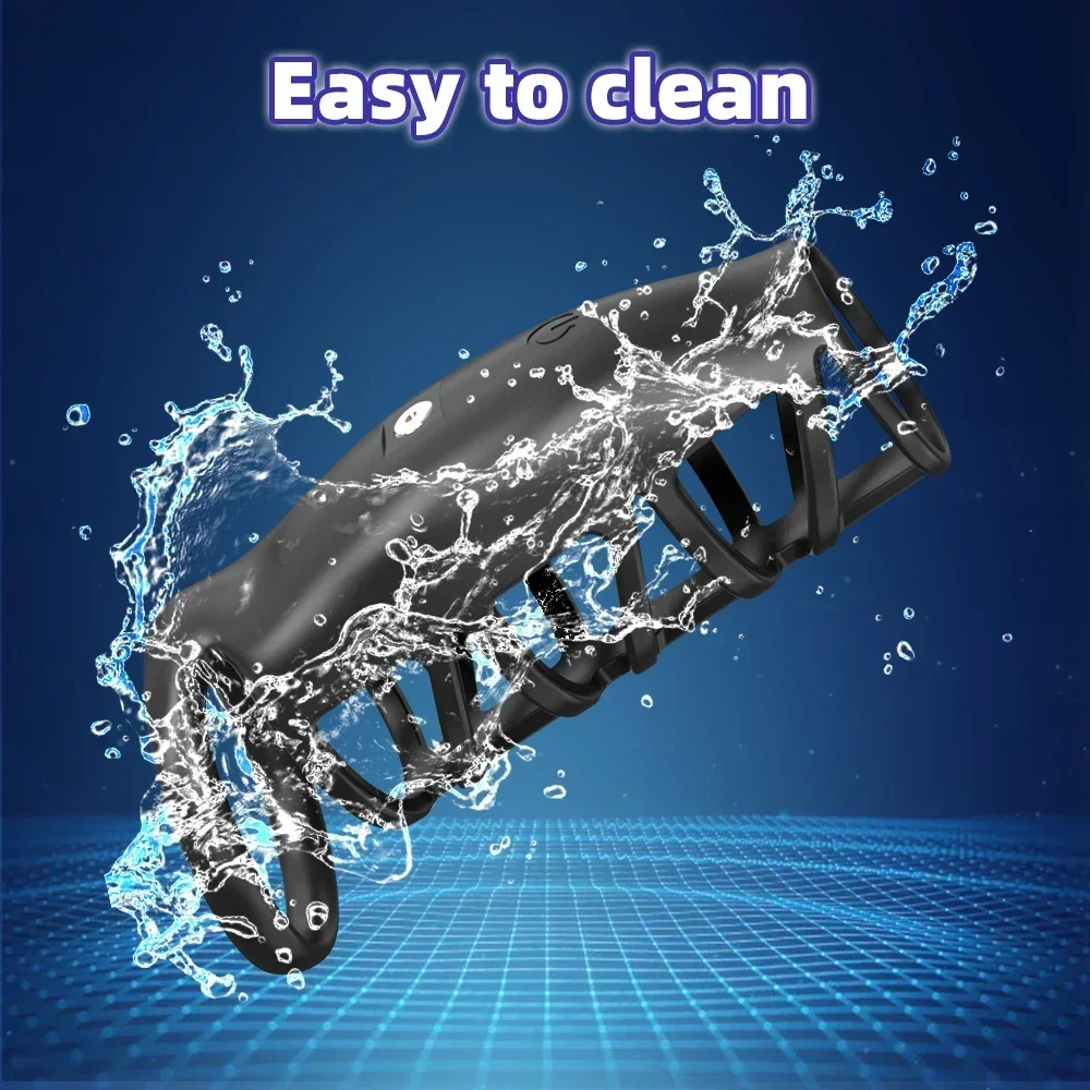 تهتز خاتم الديك القضيب الدائري للرجال القذف تأخير العفة قفص القضيب تمديد هزاز السلع الكبار لعبة الجنس للرجال #6