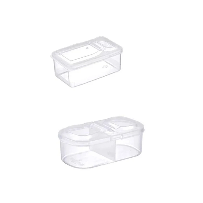 Kitchen Storage Box Condiment Boxes Double Compartment With Lid Sealing Jar Refrigerator Organizer Box For Food Fruit