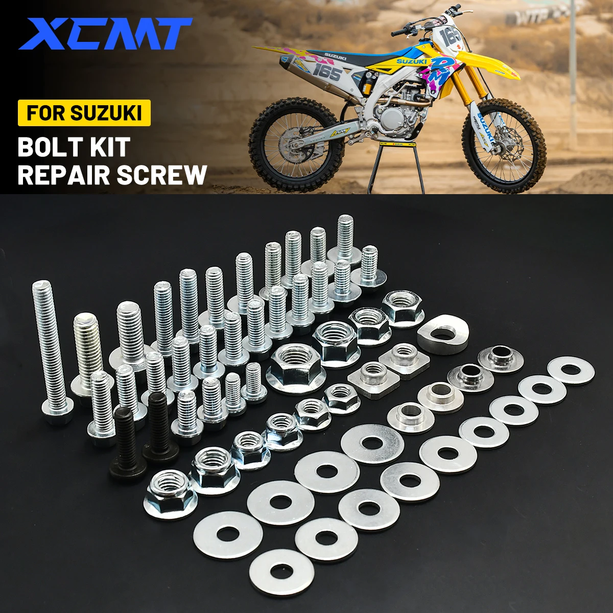 For SUZUKI Motocross Hardware Screw Bolt Full Car Screw Kit Screw Repair Kit RM250 RM450 RMZ250 RMZ450 RMX DRZ 80 85 125 250 450