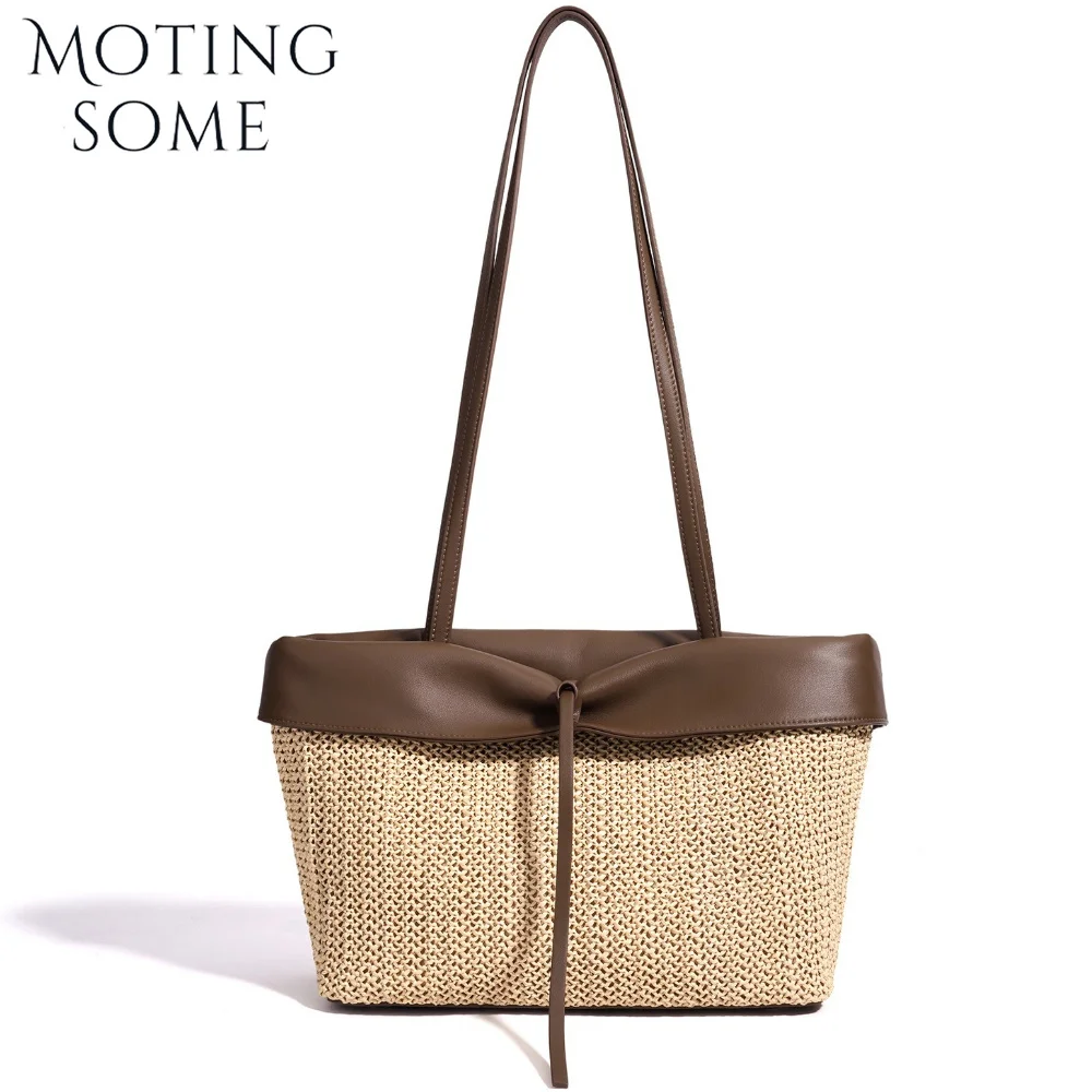 

MOTINGSOME Summer Totes Bag Straw Knited Woman Casual Tote 2026 New in Luxury Designer Woven Bags Holiday Beach Underarm Purse