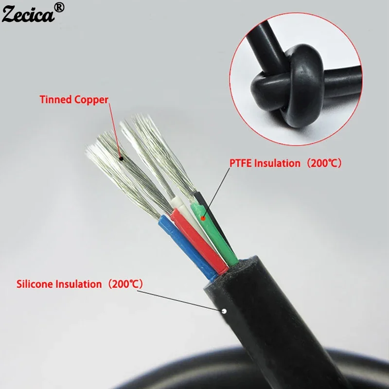 

1/5/10m Silicone Wire Cable T12 Soldering Iron Station 2-10 Cores Tinned Copper PTFE Insulation High Temperature Line