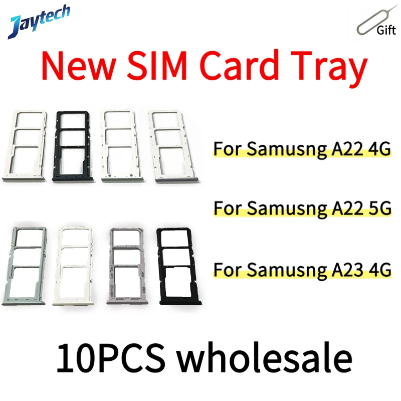 10PCS Dual Karte Telefon Sim SD Karte Tray Für Samsung A22 A23 4G 5G Sim Karte Halter Adapter schublade Mit PIN