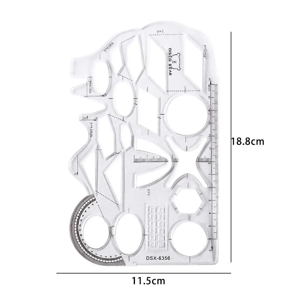 투명한 휴대용 사무실 학교 용품, 기하학 원형 드로잉 눈금자, 드로잉 템플릿 측정 눈금자, 소프트 기능 눈금자
