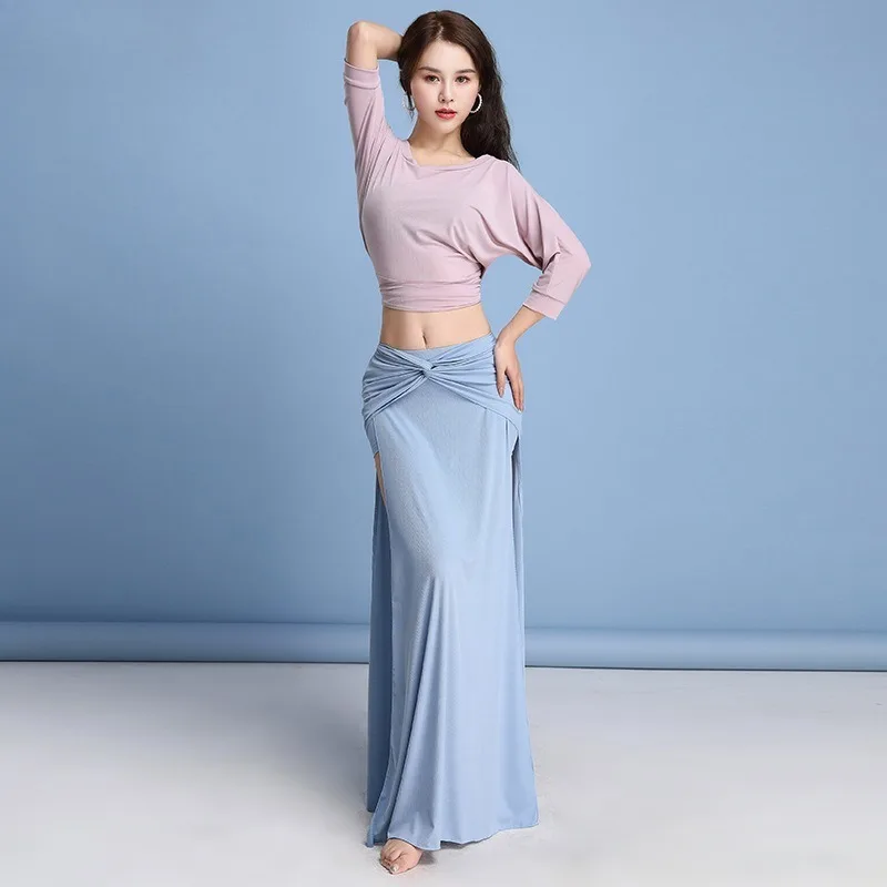 Women Sexy Belly Dance Costume Top Skirt Girl Oriental Dance Clothing Practice Training Suit Stage Performance Two-Piece