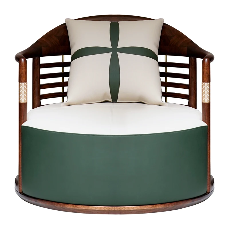 

1New Chinese Ebony Solid Wood Sofa Chair Living Room Balcony Single Leisure Chair Modern Soft Bag Chair