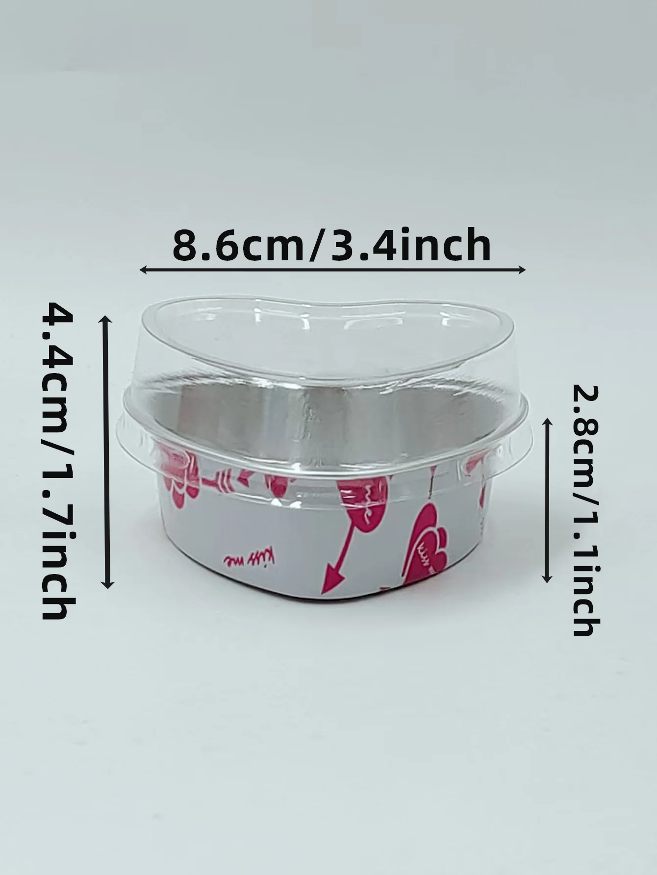 20pcs Heart-Shaped Aluminum Foil Cake Cups with Lids,Heat Resistant Baking Cups, Pudding Cupcake Cup,Perfect for Valentine\'s Day