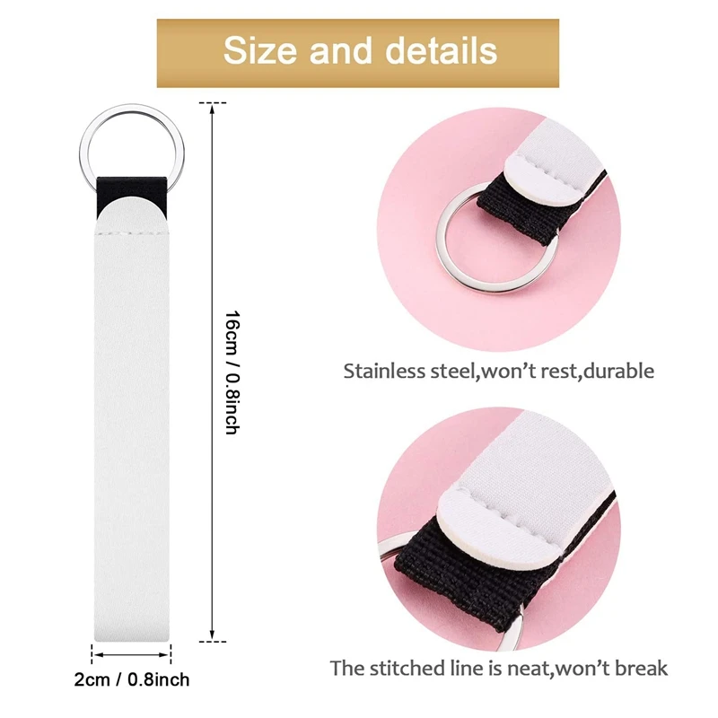 20 Pieces Sublimation Blank Neoprene Wristlet Lanyards Strap Neoprene Wristlet Keychain Wrist Lanyard Keychain Holder