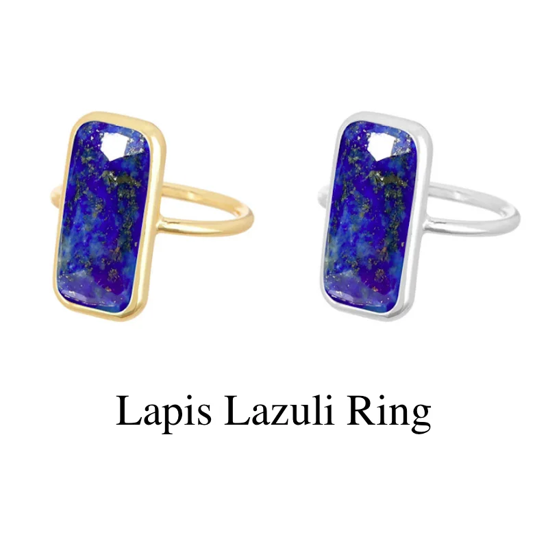 

Semi-precious Stone Lapis Lazuli Rectangle Ring