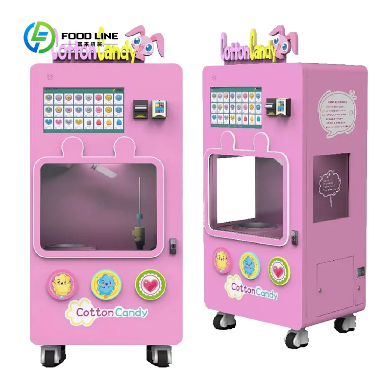 Customized Best Selling Cotton Candy Machine Supplier Commercial Coin and Credit Card Cotton Candy Machine Vending Machine