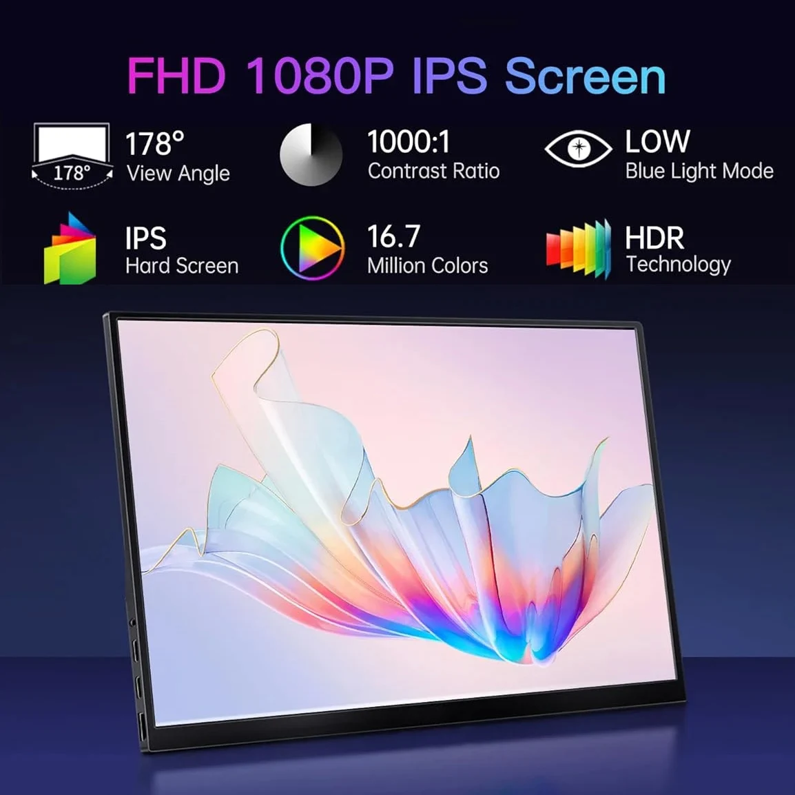 AHXJKA 15.6 Inch Portable Monitor FHD-IPS Outdoor Travel Display Laptop External Second Screen Gaming Extended with Type-C HDMI