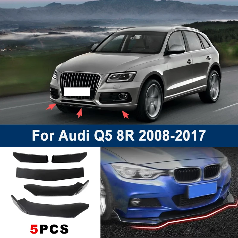For Audi Q5 8R 2008-2017 model, adjustable 5PCS front bumper lip spoiler protection decorative kit, car body kit