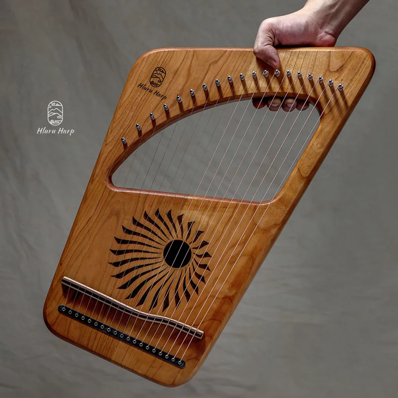 HLURU Harp 19 Strings  Lyre Harp C Tone Veneer Solid Wood Cherry Wood Harp 7 Strings Lyre Harp Portable Harp Musical Instrument