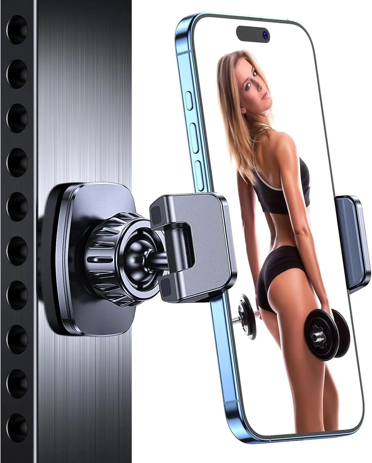 

Magnetic Phone Holder for Gym【Strong Magnets】 Tripod Mount Ring Gym Magnetic Phone Holder Attach to Metal Surface, Gym Accessories for Mothers Gift Essentials for All Smartphones 4.7-7"