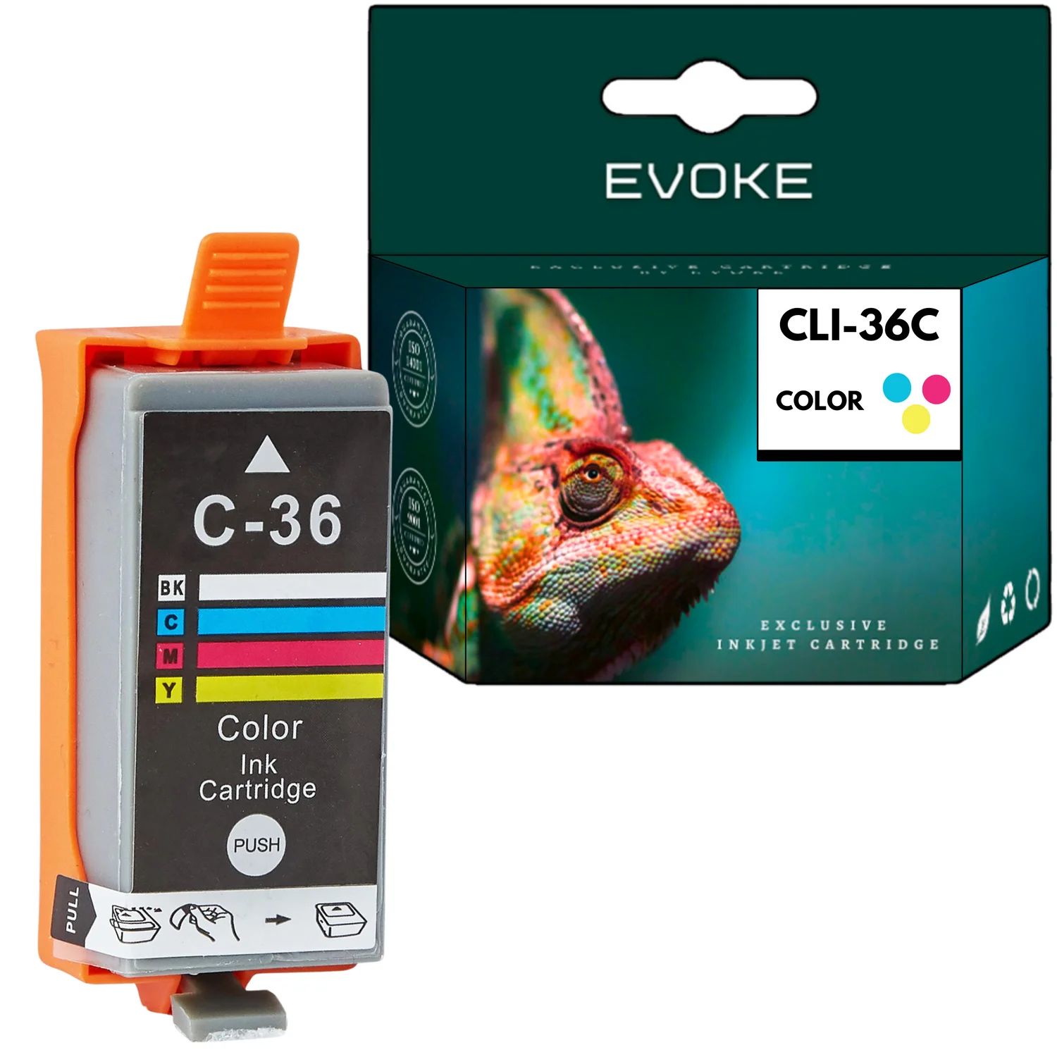 Evoke Compatibele Inkt voor Canon Cli-36 Cli36 1511B001 Driekleurig Cmy Cyaan Magenta Geel 12,5 ml 260 Pagina's Pixma Ip100 Ip110 Mini260 Mini320 Tr150