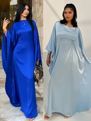 Eid Glanzende Batwing Satijn Abaya Dubai Luxe 2024 Moslim Abaya Voor Vrouwen Maxi Kaftan Jurk Islamic Kleding Kaftan Marocain Femme