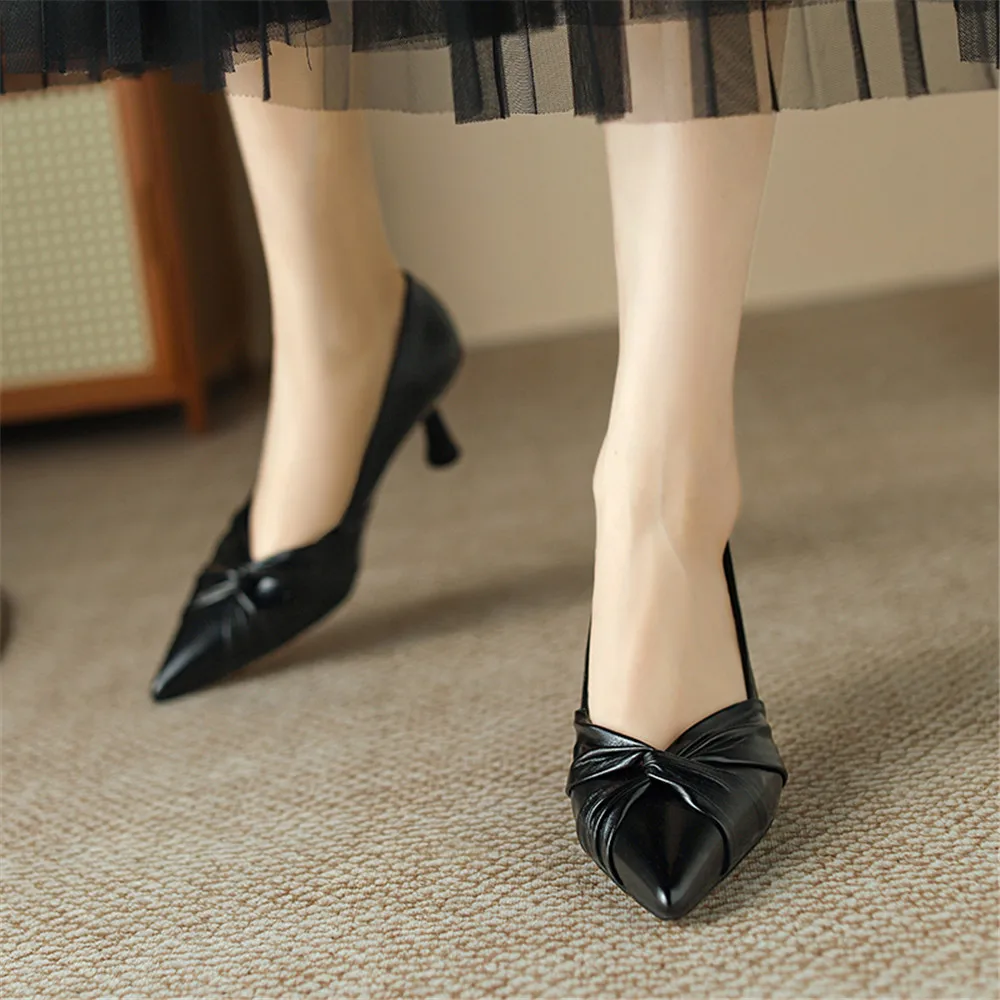 FEDONAS 2024 Women Genuine Leather Pumps Sexy Pointed Toe Office Pumps Elegant Leather Spring Summer New Shoes Woman