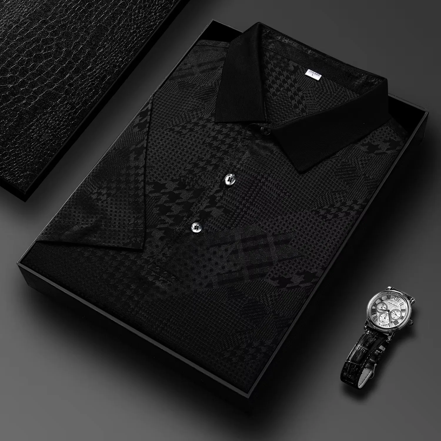 Silk Blends Jacquard High-End Polo Shirts For Men Short Sleeve Summer Quality Coolness Skin-Friendly Exquisite Camisas De Hombre